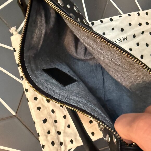 Like New Clare V Studded Petite Moyen Messenger Bag in Black - Picture 5 of 9